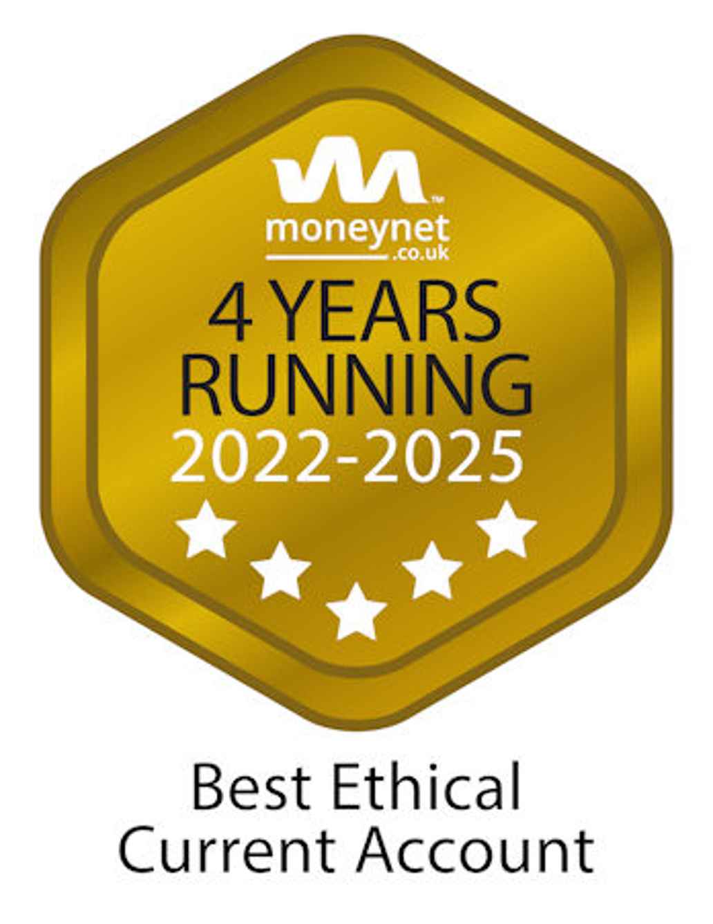 Moneynet. 4 years running 2022-2025. Best Ethical Current Account